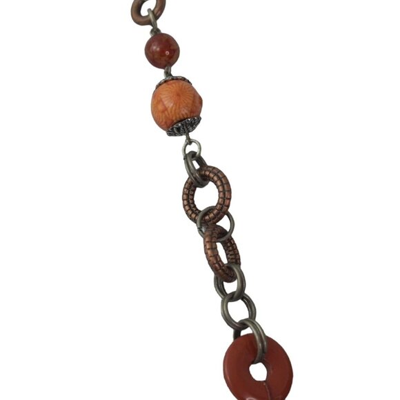Chicos Necklace Mixed Media Beads Multicolor 40 in Brown Copper Silver Orange - Picture 5 of 12